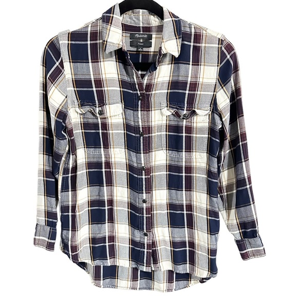 MADEWELL Classic Ex-Boyfriend Button Down Shirt in Hanna Plaid Size Small - Picture 9 of 10
